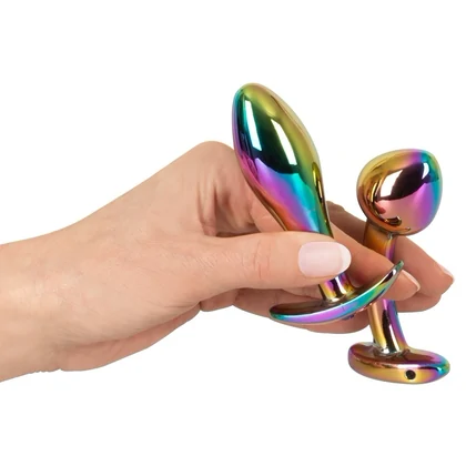ANOS Set 2 Pluguri Anale Metalice curcubeu, Greutate Optimă Multicolor