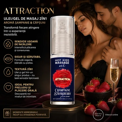 Attraction Ulei Masaj Sărutabil Șampanie și Căpșuni 50 ml
