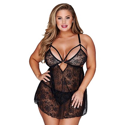 Babydoll Baci Avianna Negru XL-XXL