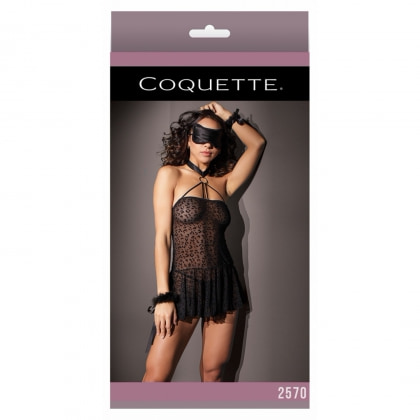 Babydoll Coquette Kitty Leopard Negru S-L