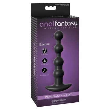 Bile Anale Cu Vibrații Reîncărcabile Anal Fantasy Negru