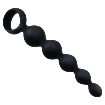 Bile Anale Din Silicon Cu Striații 14cm Negru