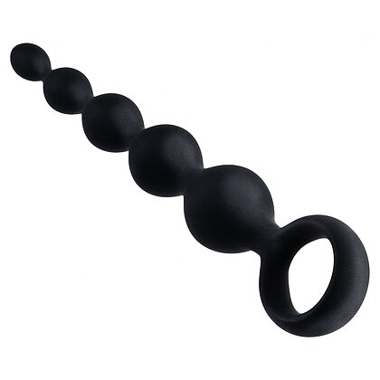 Bile Anale Din Silicon Cu Striatii 14cm Negru