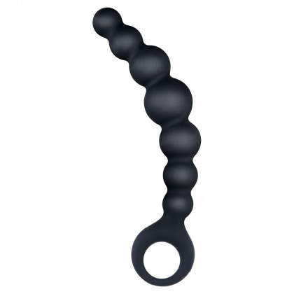 Bile Anale Din Silicon Cu Striații 18cm Negru