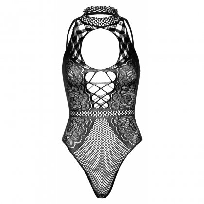 Body Leg Avenue Net And Lace Keyhole Negru XS-L