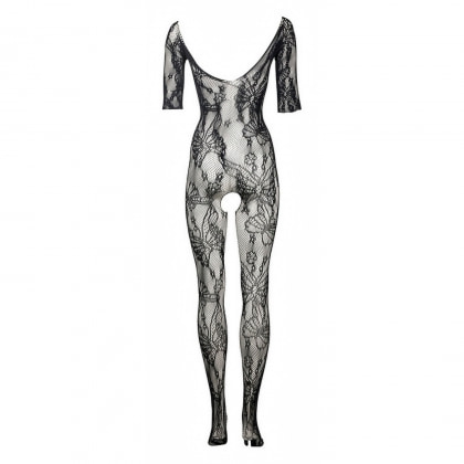 Catsuit Le Désir Lace Sleeved Negru S-L