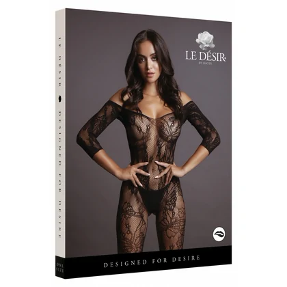 Catsuit Le Désir Lace Sleeved Negru S-L