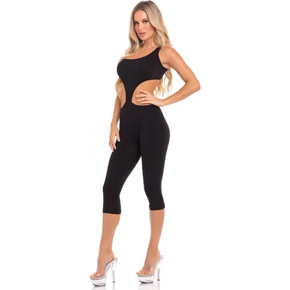 Catsuit Pink Lipstick One Shoulder Negru M-L
