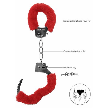 Cătușe Pleasure Handcuffs Furry Roșu