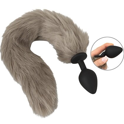 Coada Fluffy Gri cu Plug Din silicon You2Toys — 45 cm