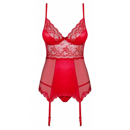 Corset Cu Portjartier Obsessive Lovica Roșu S-M