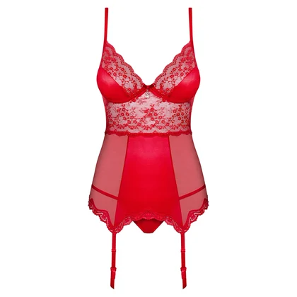Corset Cu Portjartier Obsessive Lovica Roșu S-M
