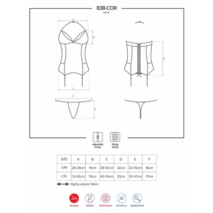Corset Obsessive 838-COR Roșu S-M