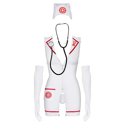 Costum Obsessive Emergency Dress Cu Stetoscop Alb S-M