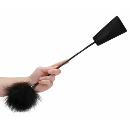 Crop With Feathers Negru