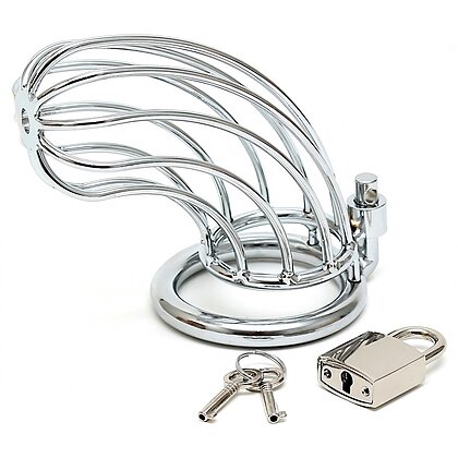 Cușca Chastity With Padlock Argintiu