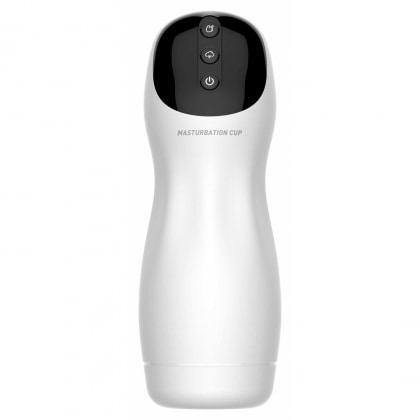 Deluxe Pro Masturbator Reîncărcabil cu Contracții și Vibrații Alb