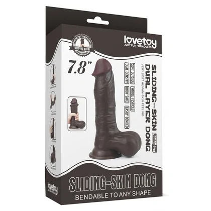 Dildo cu Ventuză Sliding Skin Dual Layer Dong Maro