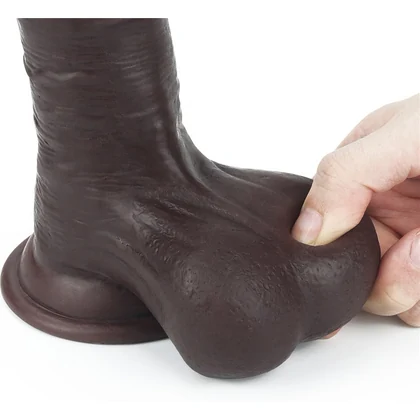 Dildo cu Ventuză Sliding Skin Dual Layer Dong Maro