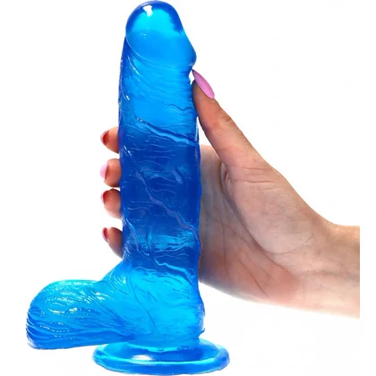 Dildo Jelly cu Ventuză 19 cm Albastru Realist Toyz4Lovers