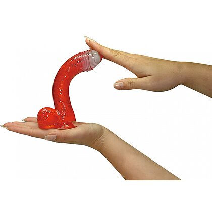 Dildo Distractiv Cu Testicule Și Ventuză Roșu