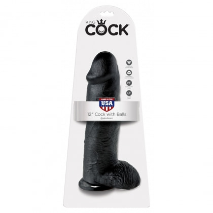 Dildo Realistic 30.5 cm Cu Testicule Negru