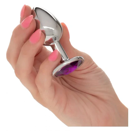 Dop Anal Jewel Mic cu Cristal Ametist, Elegant Argintiu