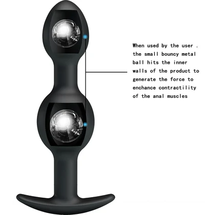 Vibrator Anal Cu Bile Metalice În Interior Negru