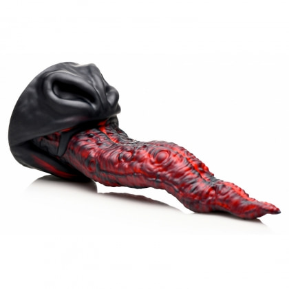 Dragon Tongue — Dildo silicon 24,4 cm, Ventuză Puternică Roșu