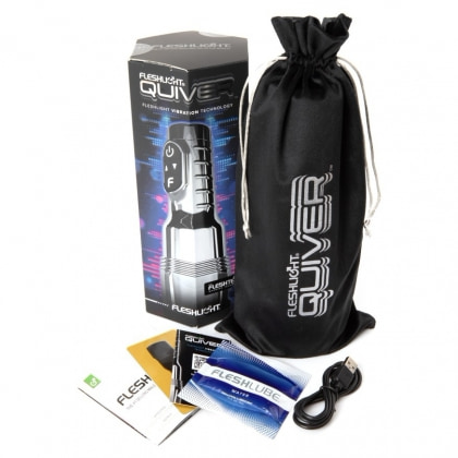 Fleshlight Quiver — Masturbator Vibrant, Reîncărcabil Argintiu