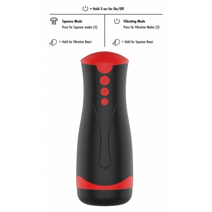 Fusion Deep Squeeze Masturbator Negru, 2 Motoare, 5 Viteze
