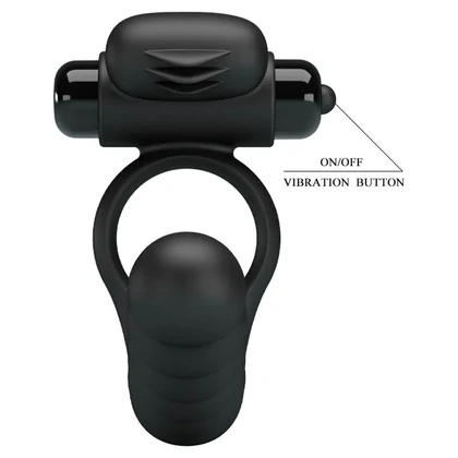 Inel Penis pentru Dublă Stimulare Hercules Negru