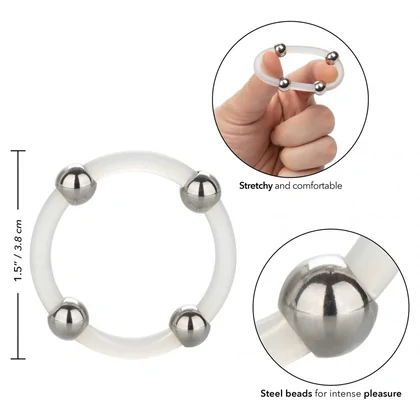 Inel Penis Steel Beaded Silicone Transparent