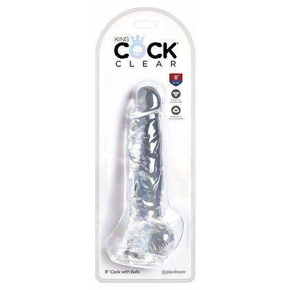 King Penis Clear Dildo Transparent Realistic Cu Testicule