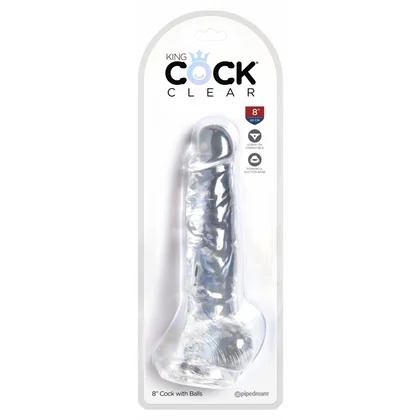 King Penis Clear Dildo Transparent Realistic Cu Testicule