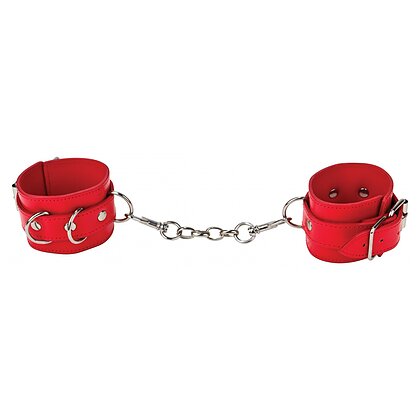 Leather Cuffs Rosu