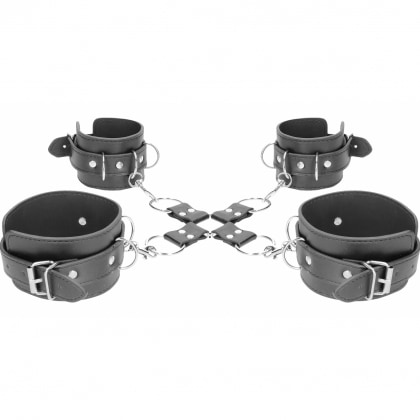Leather Hand And Legcuffs Negru