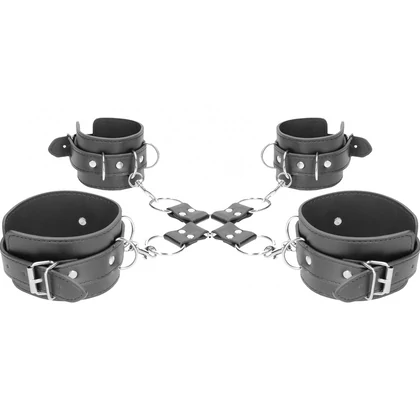 Leather Hand And Legcuffs Negru