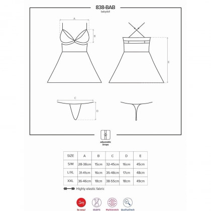 Lenjerie Babydoll Obsessive 838-BAB Roșu 2XL