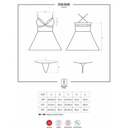 Lenjerie Babydoll Obsessive 838-BAB Roșu L-XL