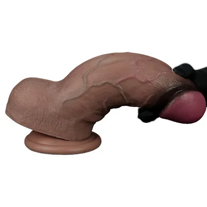 Lovetoy Dildo 25cm Silicon Dublu Strat cu Ventuză Maro