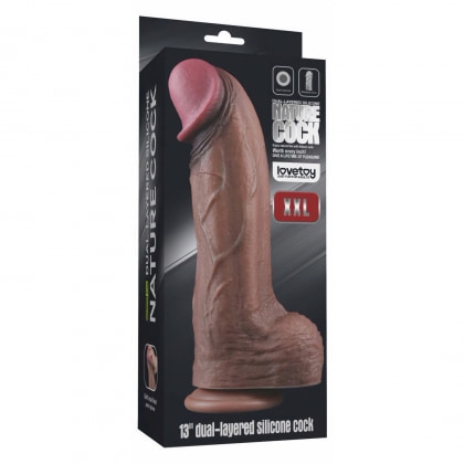 Lovetoy Dildo Dual-Layer XXL 33 cm – Realist, 7.6 cm Maro