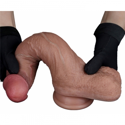 LoveToy - Dual Layered Silicone Dildo 21.5 cm (O 4.2 cm) - Brown Maro