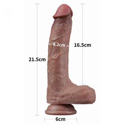 LoveToy - Dual Layered Silicone Dildo 21.5 cm (O 4.2 cm) - Brown Maro