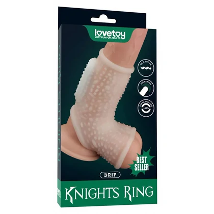 Lovetoy Knights Ring – Inel Vibrant cu Manșon TPE +45% Alb