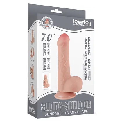 LoveToy Sliding Skin 18.3cm — Realist, Ventuză Detașabilă