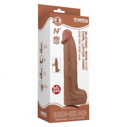 LoveToy Sliding Skin 36 cm Realist, Textură Naturală Maro