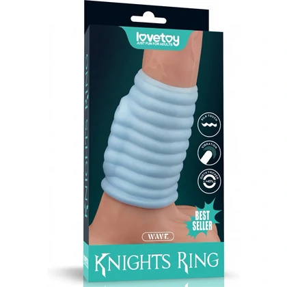 Lovetoy Wave Knights - Inel Vibrator Discret, 10 cm Albastru