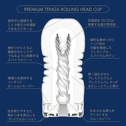 Masturbator Premium Tenga Rolling Head Albastru