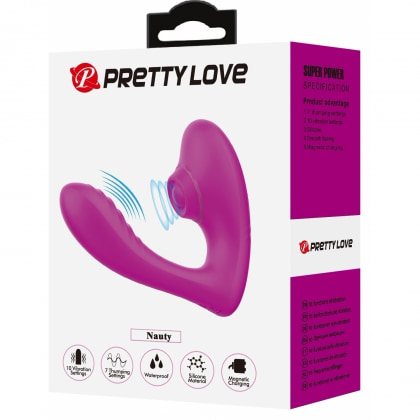 Nauty Stimulare Dublă 10 Vibrații Vaginale 7 Pulsații Clitoris Roz
